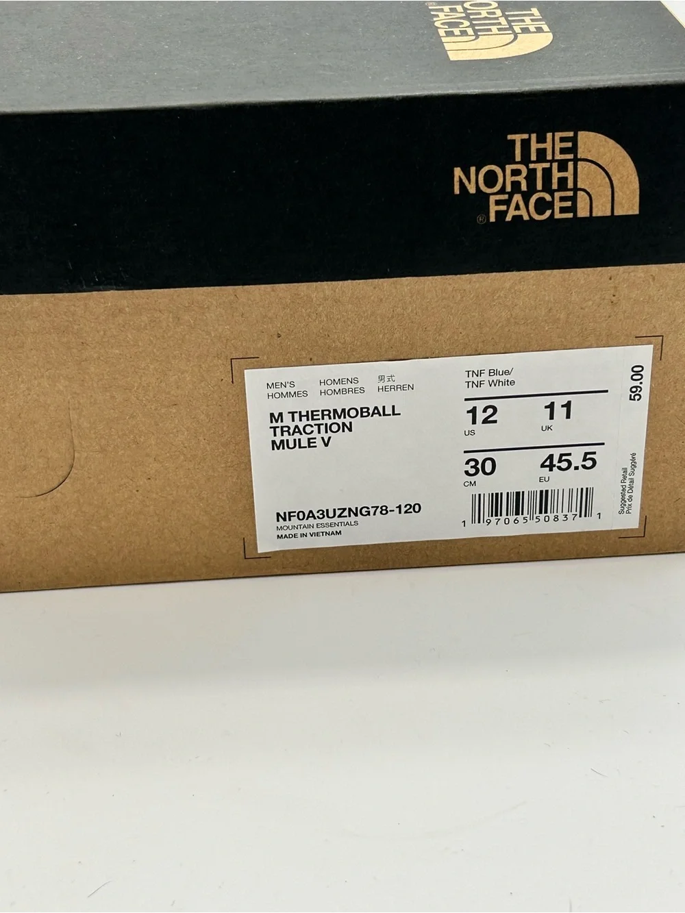 NIB The North Face Quilted Puffer Mule Slippers - Blue size 12 men’s